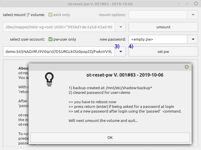 linux mint 19.2 ot-reset-pw logo - linux mint 19.2 ot-reset-pw